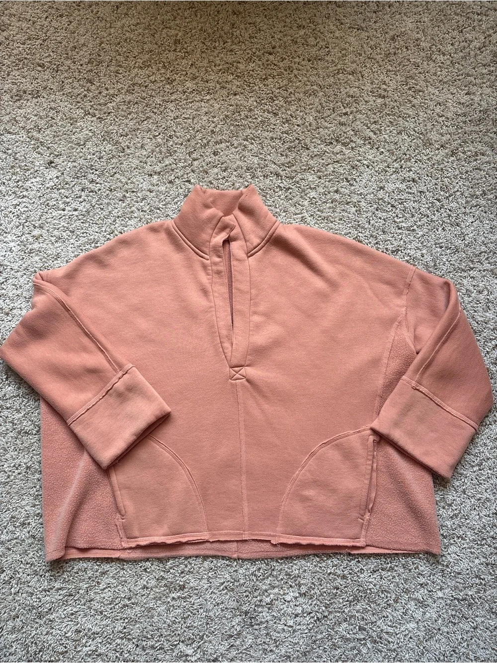 Free People Beach Oversized Comfy Sweatshirt Sz M Orange/Peach/Tan